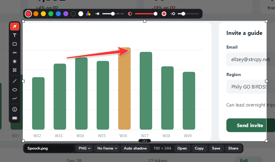 The whole Spooch editor round a capture: a slim tool rail on the left, one row of colors and sliders on top, and an output bar below.